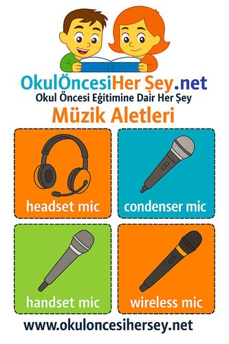 Çocuklar İçin  İngilizce Müzik Aletleri Flashkart  