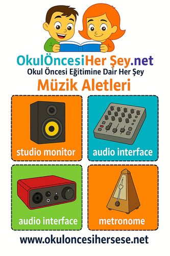 Çocuklar İçin  İngilizce Müzik Aletleri Flashkart  