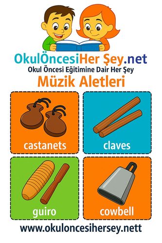 Çocuklar İçin  İngilizce Müzik Aletleri Flashkart  