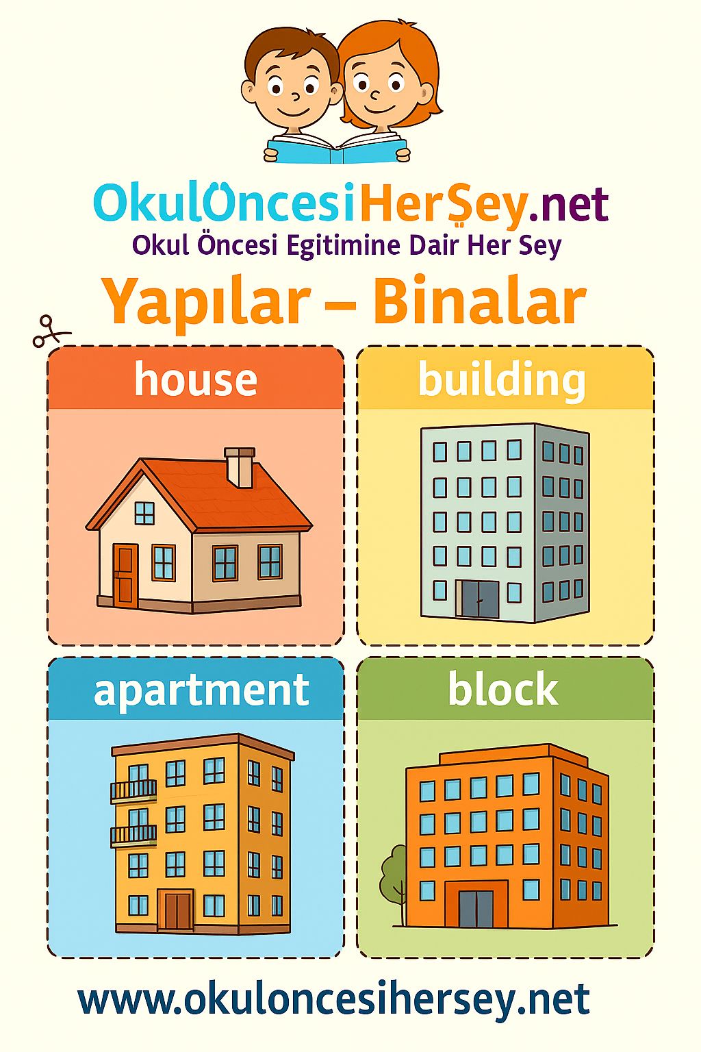 İngilizce Yapılar-Binalar Flashkart