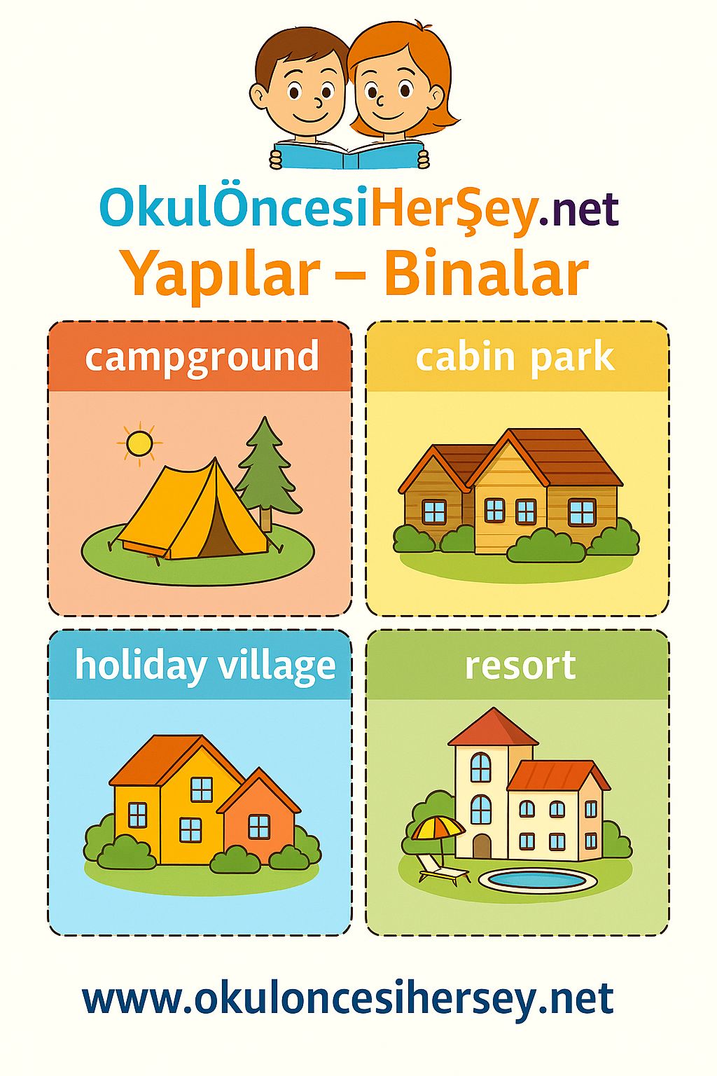 İngilizce Yapılar-Binalar Flashkart