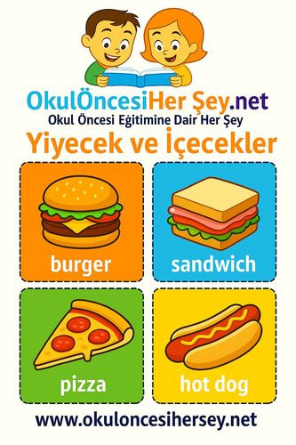 Çocuklar İçin  İngilizce Yiyecek-İçecek Flashkart  