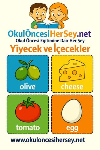 Çocuklar İçin  İngilizce Yiyecek-İçecek Flashkart  