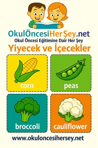 Çocuklar İçin  İngilizce Yiyecek-İçecek Flashkart  