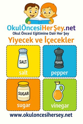 Çocuklar İçin  İngilizce Yiyecek-İçecek Flashkart  