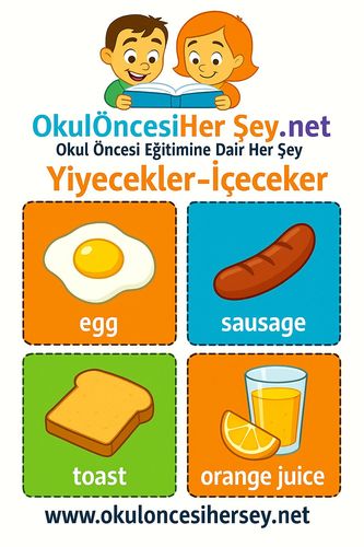 Çocuklar İçin  İngilizce Yiyecek-İçecek Flashkart  
