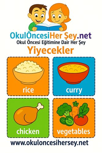 Çocuklar İçin  İngilizce Yiyecek-İçecek Flashkart  