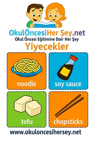 Çocuklar İçin  İngilizce Yiyecek-İçecek Flashkart  