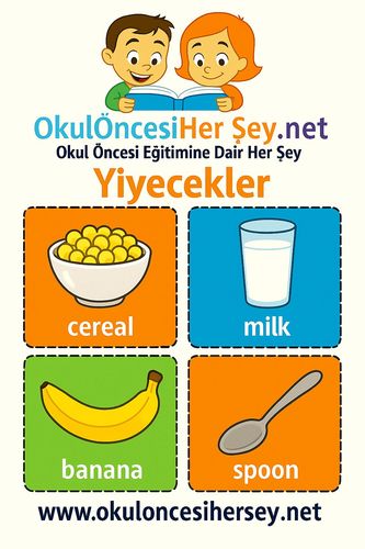 Çocuklar İçin  İngilizce Yiyecek-İçecek Flashkart  