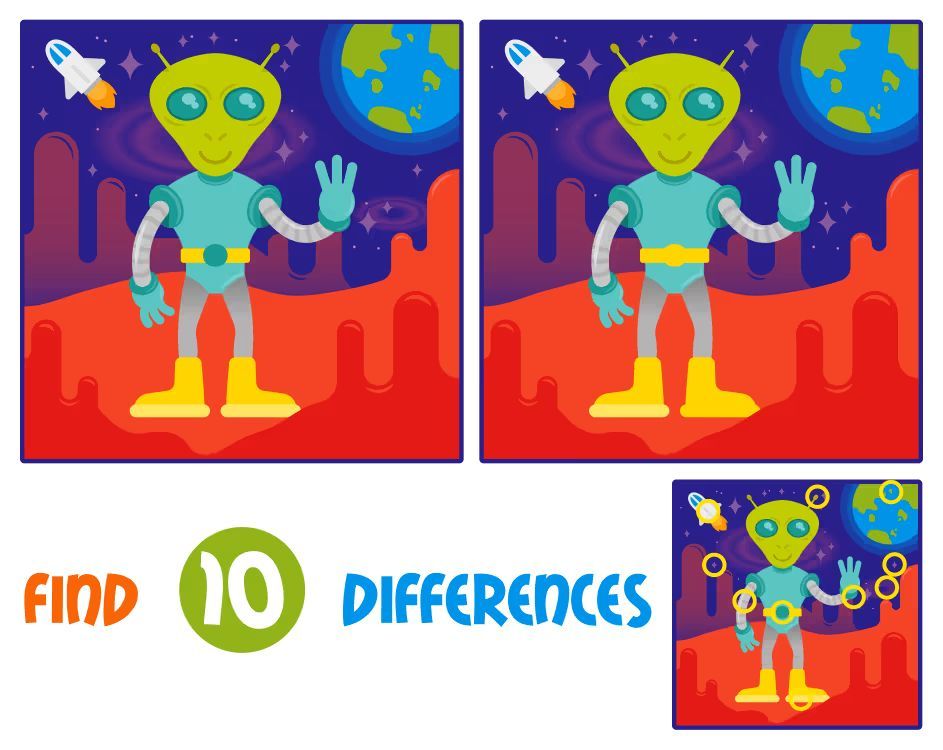 İki Resim Arasındaki 10 Farkı Bul